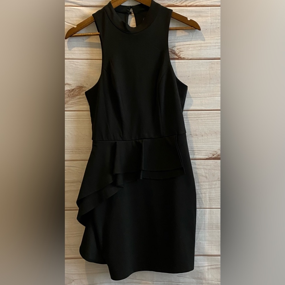Black high neck cocktail dress